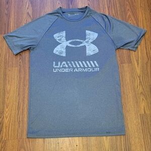 Under Armour UA Performance T-shirt Mens Small Loose Fit Gray Flad Logo